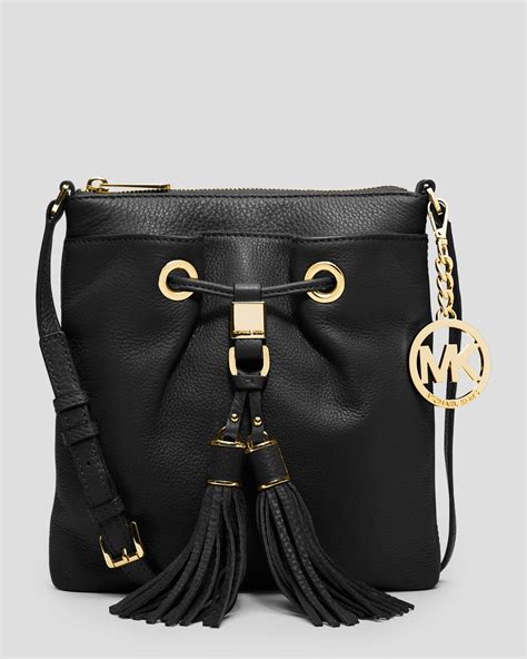 michael kors silve and black tassel|michael kors leather crossbody bag.